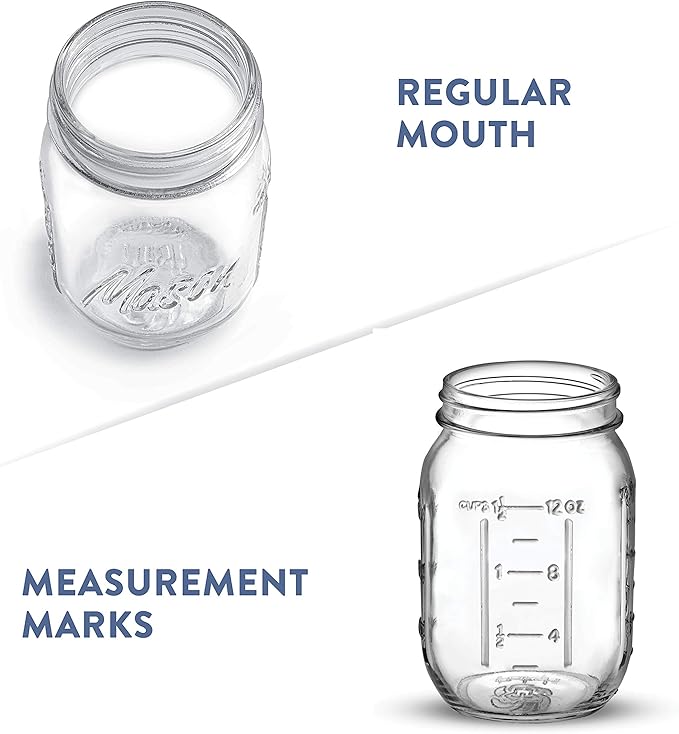 Paksh Novelty Mason Jars 16 oz - 6-Pack Regular Mouth Glass Jars with Lid & Seal Bands - Airtight Container for Pickling, Canning, Candles, Home Decor, Overnight Oats, Fruit Preserves, Jam or Jelly