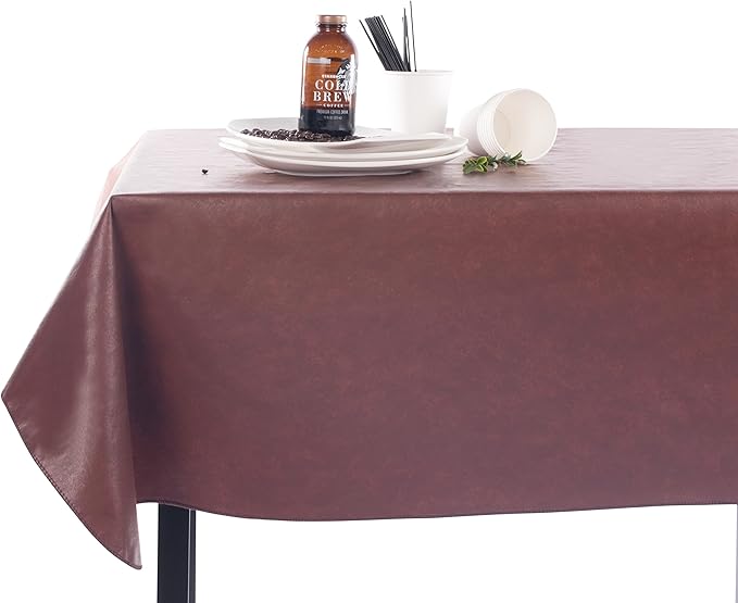 Yourtablecloth Heavy Duty Vinyl Rectangle or Square Tablecloth – 6 Gauge Heavy Duty Tablecloth – Flannel Backed – Wipeable Tablecloth with Vivid Colors & Many Sizes 52 x 120 Gray