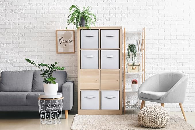 Sorbus Fabric Storage Cubes - 6 Foldable Storage Bins for Organizing Pantry, Cubbies, Toy Box - Clothes Storage & Closet Organizer - 13 Inch Collapsible Cube Baskets for Shelves with Handle