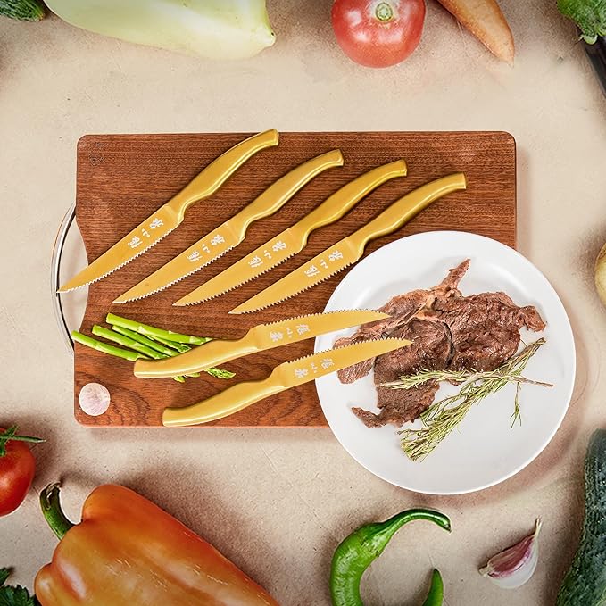 ZHANG XIAO QUAN SINCE 1628 15Pcs Knife Set with White Block, High Carbon Stainless Steel Kitchen Knife Set, Sharp and Durable, Hundreds of Years of Masterful(Golden)