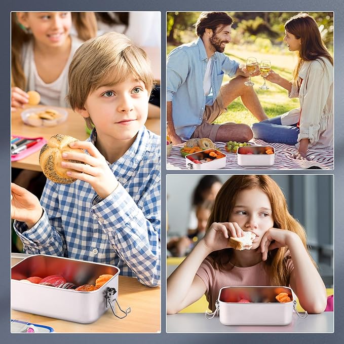 Umigy 3 Pcs Stainless Steel Food Containers 550/850/1000ml Metal Bento Lunch Box Stainless Steel Food Storage Containers, Lockable Clips to Leak Proof, Reusable Dishwasher Snack Boxes for Work