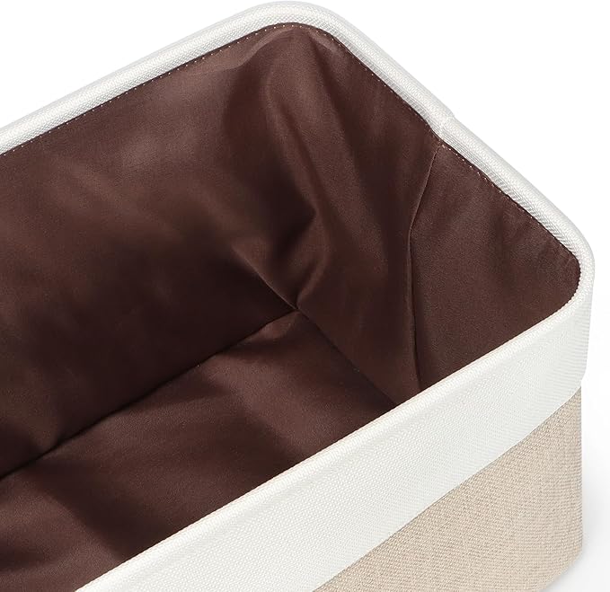 Kntiwiwo Foldable Storage Bin Collapsible Fabric Storage Basket Cube with Durable Handles Closet Organizer Bins for Organizing Shelves Drawers, Set of 3, 12" x 10" x 9.5", Beige