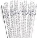 Dakoufish Reusable Plastic Crystal Drinking Straws for 30 oz & 40 oz Jars/Tumblers,Set of 12 Pcs Replacement Clear Straw with Cleaning Brush (12inch,Clear)