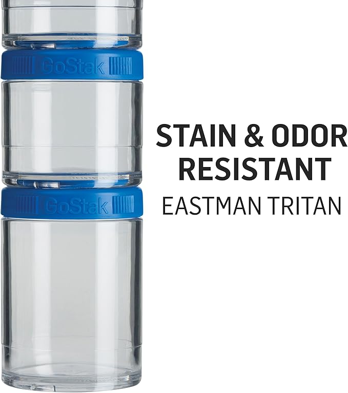 BlenderBottle GoStak, 150cc, 2-Pack | Twist n' Lock | Storage Jars | Black