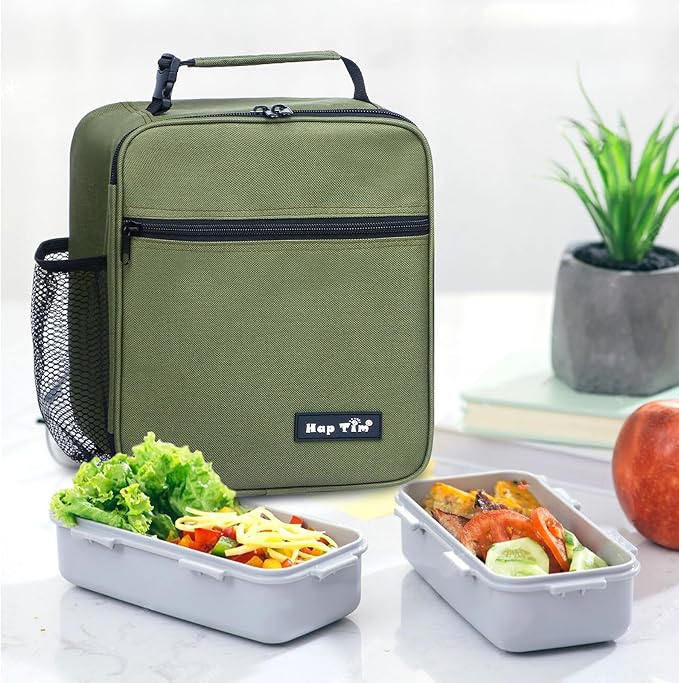 Hap Tim Insulated Lunch Bag Women, Reusable Lunch Box for Women & Men, Adluts Lunchbox for Work, Portable Lunchbag, Army Green（18654-AY）
