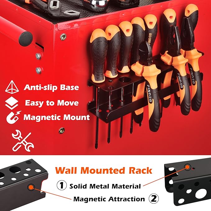 ULIBERMAGNET Magnetic Screwdriver Rack,Heavy Duty Magnetic Tool Holder,Pliers Organizer Rack for Screwdriver, Plier, Shears,Magnetic Mount Tools Rack for Garage,Tool Cart,Pegboards,Workbench