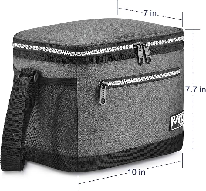 Tirrinia Insulated Lunch Box for Men/Women, Leakproof Lunch Bag for School Work, Large Lunch Tote Kids Boys Girls Student Back to School, Soft Cooler Office Picnic Beach Camping for Adults,Dark Grey