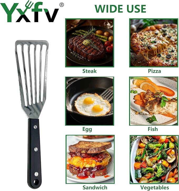 Professional Fish Spatula Stainless Steel, 11 Inch Flexible Slotted Turner, Heat Resistant & Dishwasher Safe for Kitchen Cooking, Flipping Eggs, Burgers and Outdoor BBQ Grilling