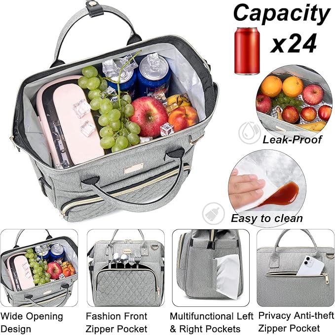 Artelaris Insulated Lunch Bag for Women Men, Large Reusable Lunch Box, Adult Leakproof Cooler Tote Bags Adjustable Strap for Work Picnic（16 Liters）
