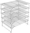 P&P CHEF Cooling Rack, 5-Tier Stainless Steel Stackable Baking Cooking Racks for Cooling Roasting Grilling, Collapsible & Heavy Duty, Oven Safe & Easy Clean, 15" x 10", Silver