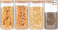 Glass Storage Containers with Lids, Glass Jars with Bamboo Lids, Large Food Storage Jar, Sugar, Pantry Storage Container for Pasta Rice Flour Oats Nuts Tea Spice (Square 54oz 4pack)