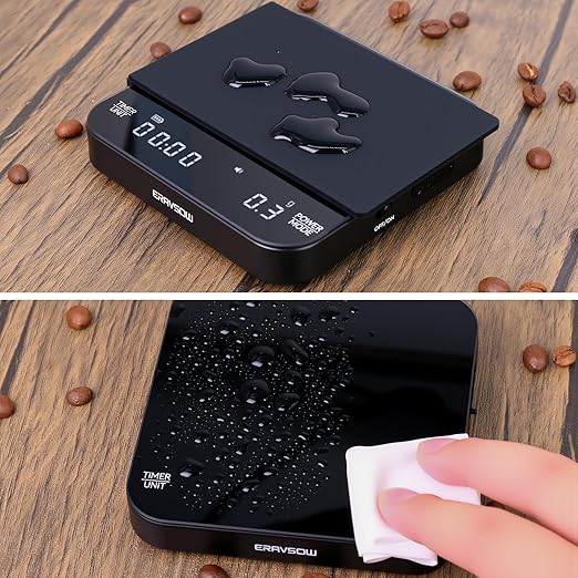 Coffee Scale with Auto Timing, Mini Rechargeable Espresso Scale with Timer, 2kg/0.1g High Precision Scale for Espresso and Pour-Over Coffee with Brewing Assist Modes