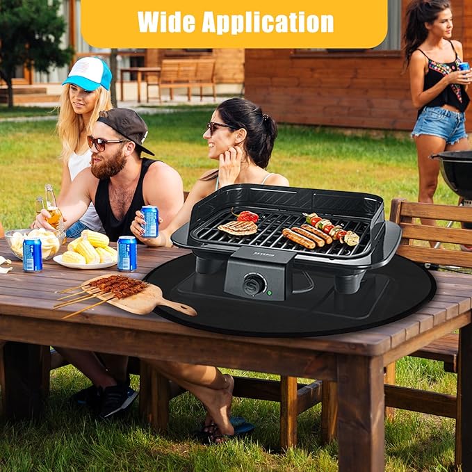 24" Round Grill Mat, Fire Pit Mat Fireproof Under Grill Mat Oil-Proof Waterproof BBQ Pad for Outdoor Grill Accessories, Heat Resistant Protective Deck and Patio Mat Fire Resistant Pad