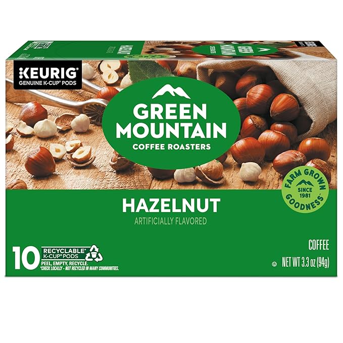 Green Mountain Coffee Roasters Hazelnut, Keurig Single Serve K-Cup Pods, Light Roast Coffee, 60 Count, (6 Packs of 10)