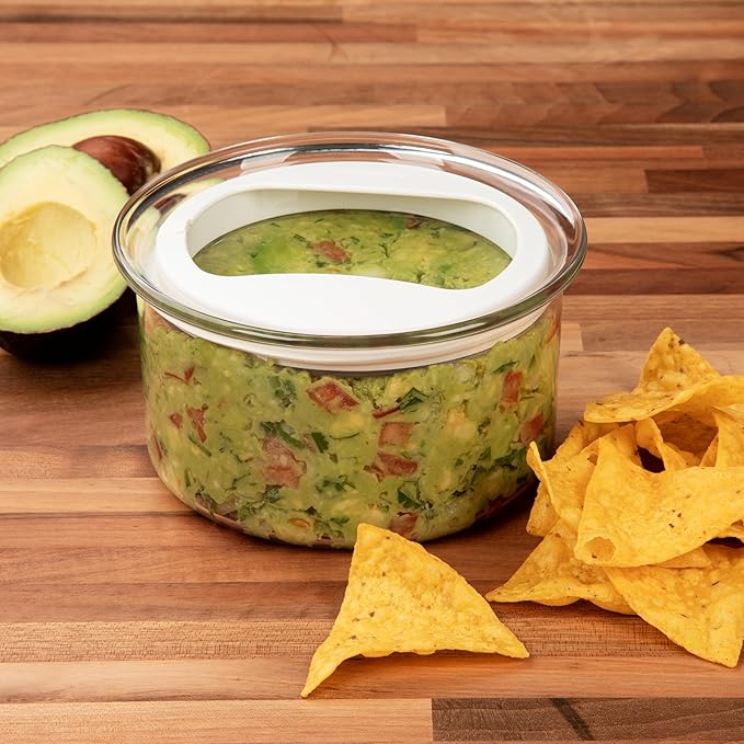 PREPWORKS Progressive International Fresh Guacamole ProKeeper Plastic Kitchen Storage Container with Air Tight Lid (White)