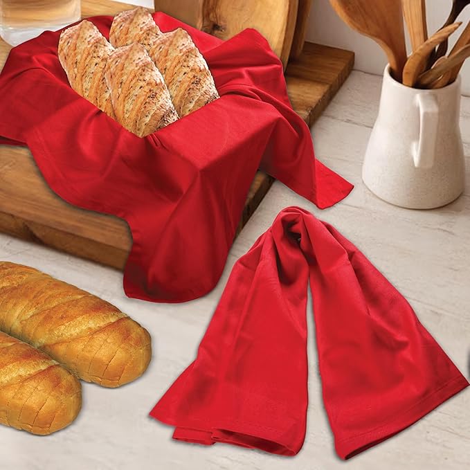 Urban Villa Kitchen Towel100% Cotton Red Color Dish Towels for Kitchen Size 20x30 inches(Set of 6) Highly Absorbent Multiuse Dish Cloths with Hanging Loop Quick Drying Soft Premium Hand &Tea Towels