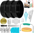 RFAQK 133PCs Round Cake Pans Sets for Baking + Cake Decorating Kit with NonStick 8 Inch Cake Pan Set of 3 -Icing Tips,Cake Leveler,Spatula, Multifunctional Cake Pan, Baking Supplies Gift & eBook