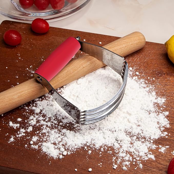 ALLTOP Pastry Blender Cutter,Stainless Steel Dough Masher for Butter, Biscuit,Baking, Kneading,Dough, Flakier and Fluffier Pie Crusts, Almond - Hand Kitchen Tool(1 Pack, Red)