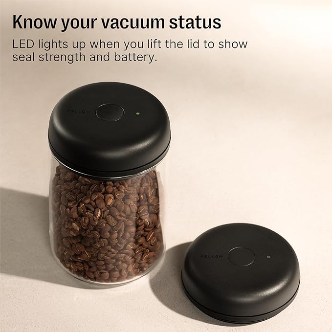 Fellow Atmos Electric Vacuum Canister & Storage Container - Airtight Coffee & Food Storage Containers - Coffee Containers - (Matte White, 0.7 Liter)