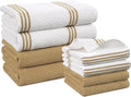 Casa Platino Kitchen Dish Cloths and Dish Towels, 8 Pc Cotton Set with Dual Designs for Drying and Surface Care, Soft and Stylish Helpers for Warm-Toned Kitchens – Beige