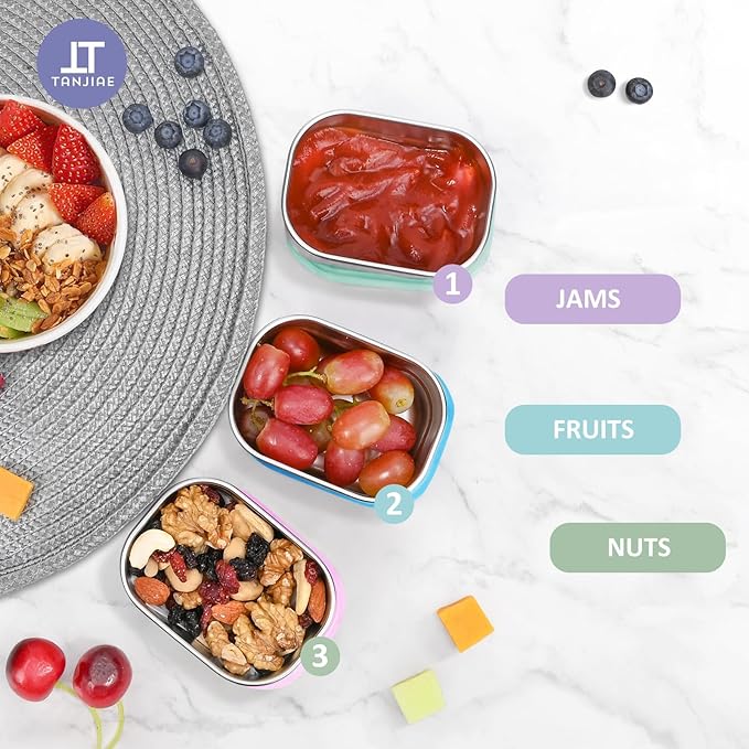 Snack Pro - Small (1 CUP) Stainless Steel Snack Containers for Kids | Easy Open Leak Proof Food Containers with Silicone Lids - Perfect Metal Toddler Lunch Box for Daycare and School (8oz)