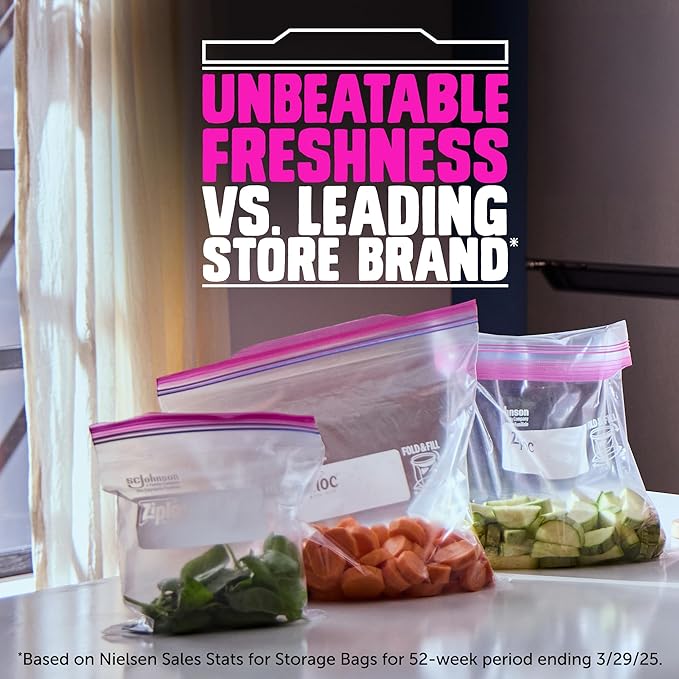 Ziploc Gallon Food Storage Bags, Stay Open Design with Stand-Up Bottom, Easy to Fill, 22 Count (Packaging May Vary)