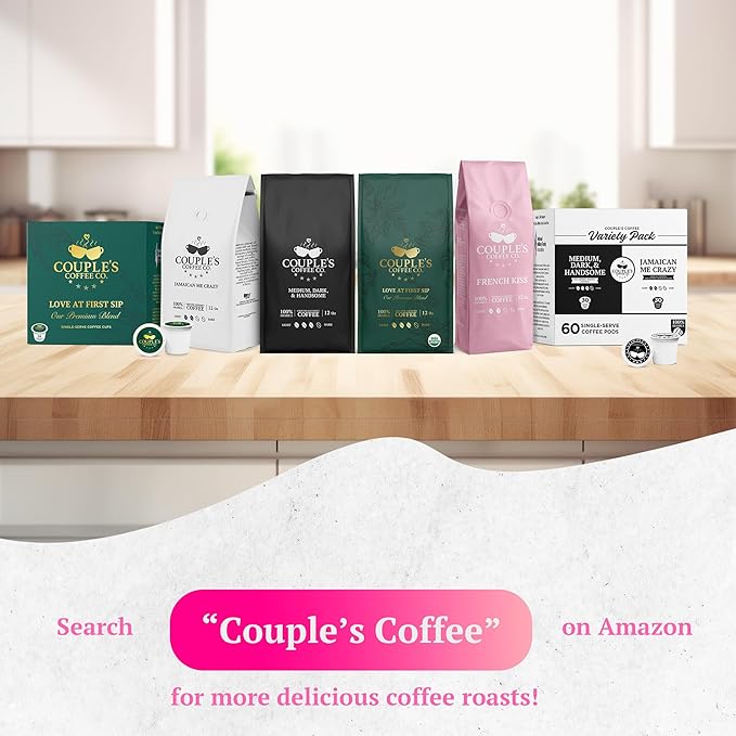 Couple’s Coffee Flavored Ground Coffee | French Vanilla Flavored Coffee | Gives Back to Military Families | French Kiss | Made with 100% Arabica Beans | 12oz