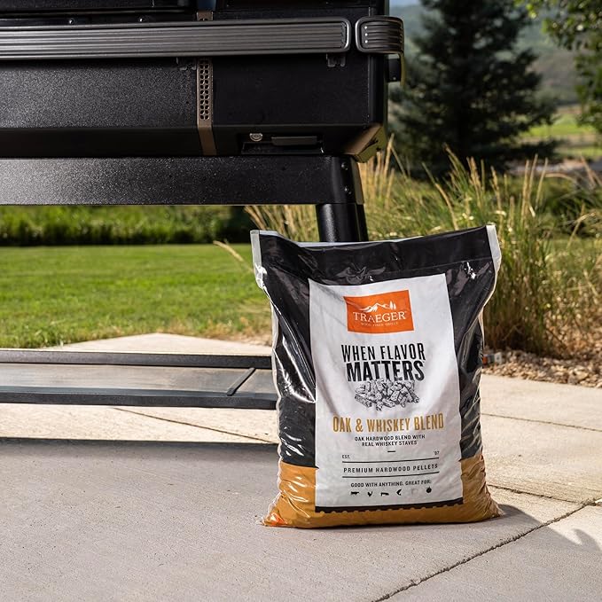 Traeger Grills Oak & Whiskey Blend 100% All-Natural Wood Pellets for Smokers and Pellet Grills, BBQ, Bake, Roast, and Grill, 18 lb. Bag (Pack of 2)