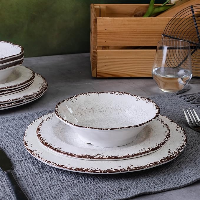 LEHAHA 6 Piece White Dinner Plate Set, 11” Durable Melamine Plates, 6 Piece Camper RV Dishes Set for Formal and casual dining, Lightweight and Chip Resistant, Dishwasher Safe