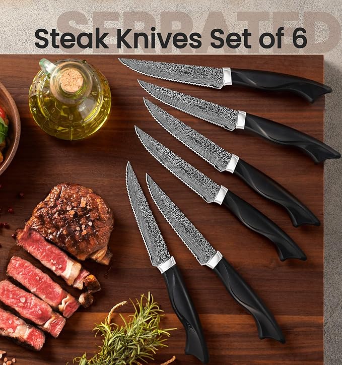 Knife Set, 15 Pieces Kitchen Knife Set with Built in Sharpener, High Carbon German Stainless Steel Knife Block Set, Dishwasher Safe