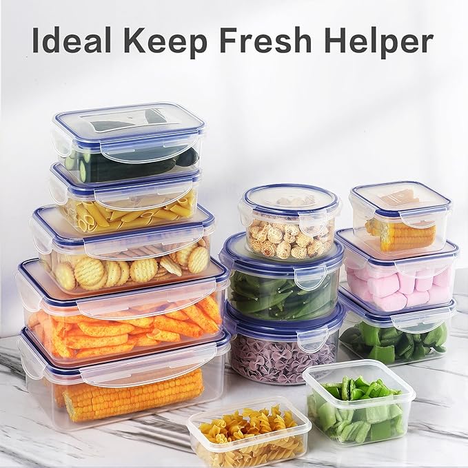 HOMBERKING 40 Pieces Food Storage Containers Set with Snap Lids (20 Lids + 20 Containers), Meal Prep Airtight Plastic Containers, BPA-Free Lunch Box for Kitchen, Pantry, Home, Blue