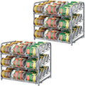 BTY Can Organizer for Pantry Stackable 2 Pack, Can Storage Organizer Rack Stacking Can Dispensers Small Space Holds up to 36 Cans for Pantry, Kitchen, Cabinet- Silver