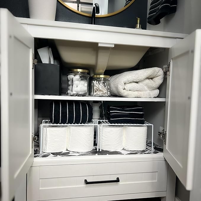 Evelots Wire Rack Cabinet Shelf Organizer -2 Pack Sturdy Metal Cabinet Riser Shelf - Double Space-Great for Kitchen, Freezer, Pantry -Rustproof