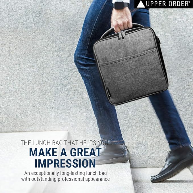 Reusable Insulated Lunch Box for Men and Women (Gray) Durable Leakproof Cooler Tote Bag Freezable Lunch Bag for Adults. Top Women and Mens Lunch Box for Office Work, Picnic