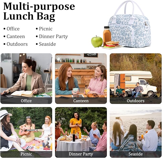 MEXS Insulated Lunch Bag for Women Men Large Reusable Lunch Box Adult Leakproof Portable Cooler Tote Bags for Work Picnic