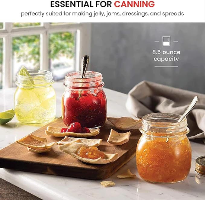 Bormioli Rocco Quattro Stagioni set of 4 Clear Airtight Mason Jars, 8.5 Oz. Made from BPA Free Durable Glass, Made In Italy.