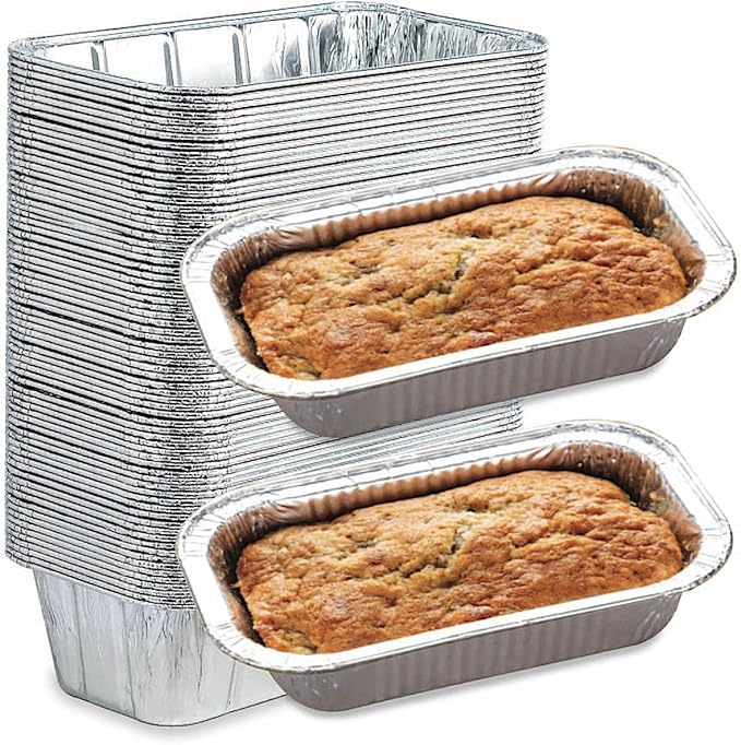 Spare Essentials (65 Pack) 2Lb Foil Bread Pans for Baking, Disposable Bread Pans - Perfect for Baking Banana Bread, Cakes & Meatloaf - 2 Pound Aluminum Pans for Food Serving - 8.5" X 4.5" X 2.5"