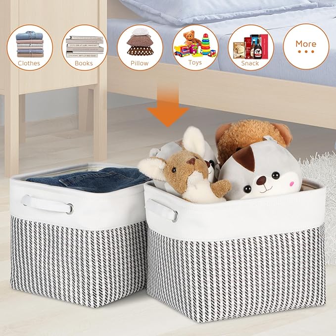 Kntiwiwo Foldable Storage Bin Collapsible Fabric Storage Basket Cube with Durable Handles Closet Organizer Bins for Organizing Shelves Drawers, Set of 3, 12" x 10" x 9.5", Houndstooth