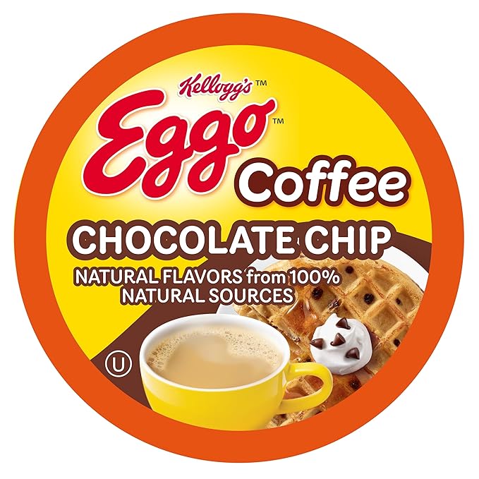 Eggo Beverages Chocolate Chip Waffle Flavored Coffee Pods for Keurig K Cup Brewers, Fair Trade Certified, 40 Count – Rich and Indulgent Chocolate