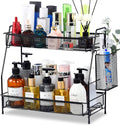 LEMIKKLE Large Countertop Organizer for Bathroom Counter, Bathroom Organizers and Storage, Under Sink Organizer Spice Rack Organizer for Kitchen with Basket(Black)
