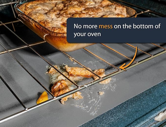Oven Liners for Bottom of Oven - 3 Pack Large Heavy Duty Mats, 16.25”x23” Non-Stick Reusable Liner for Electric, Gas, Toasters, Grills - BPA & PFOA Free Kitchen Accessory to Keep It Clean (Silver)