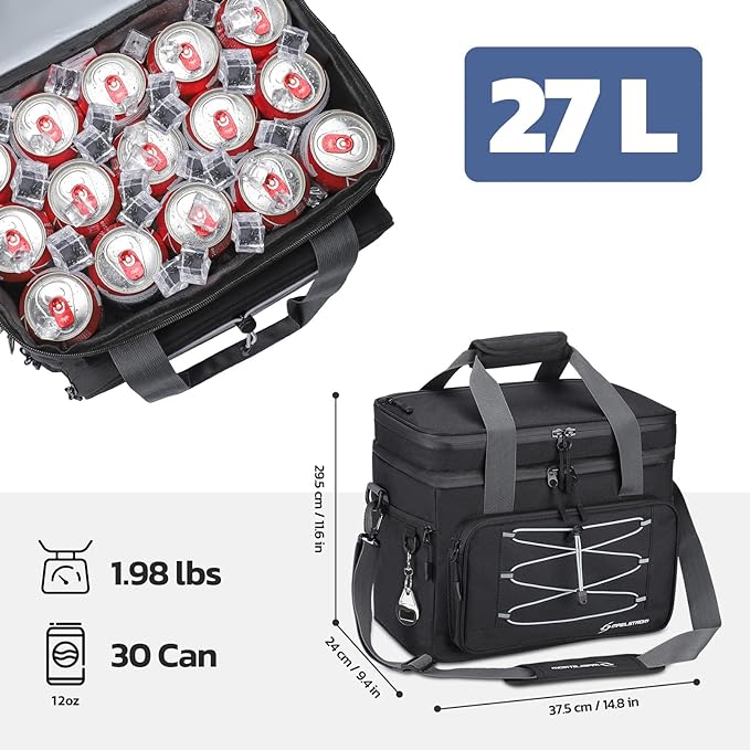 Maelstrom Collapsible Soft Cooler Bag, 24/30/60/75 Cans Beach Cooler, Ice Chest, Leakproof & Portable for Beach, Camping, Road Trips & Grocery Shopping