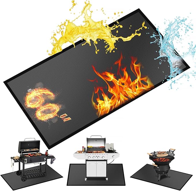 60 ×32 inches Fireproof Hearth Mats for Fireplaces Fire Resistant/ Rectangle Fire Pit Mat, Fireproof Grill Pads-Under Grill Mat -Protective Mats for Deck Patio Outdoor Charcoal, Smokers, Gas Grills