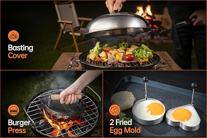 36PCS Grilling Accessories, Griddle Accessories Kit with BBQ Blanket, Flat Top Grill Tools for Blackstone & Camp Chef, Grill Spatula Set with Enlarged Spatulas, Basting Cover, Scraper