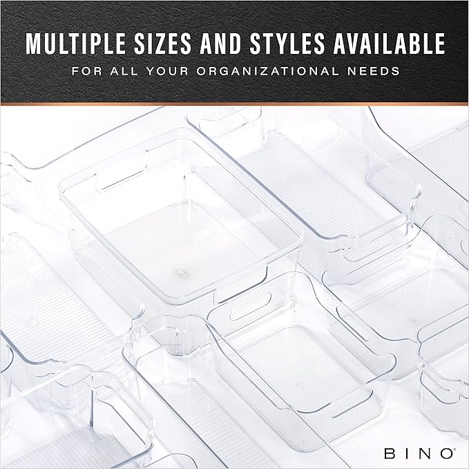 BINO | Plastic Storage Bins, X-Small - 5 Pack | THE LUCID COLLECTION | Multi-Use Built-In Handles BPA-Free Clear Storage Containers | Fridge Organizer | Pantry & Home Organization