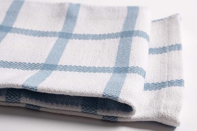 KAF Home Premium Kitchen Towels (18" x 28"), Large 100% Cotton, Flat & Terry Absorbent Dish Towel Set (Faded Denim, 18 x 28-6 Pack)