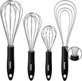 Anaeat Stainless Steel Kitchen Whisk Set of 4, Milk and Egg Beater Blender with Thick Wire for Whisking, Cooking, Baking, Beating and Stirring - 11'' Flat Whisk and 8.5''+10.5''+12'' Balloon Whisks