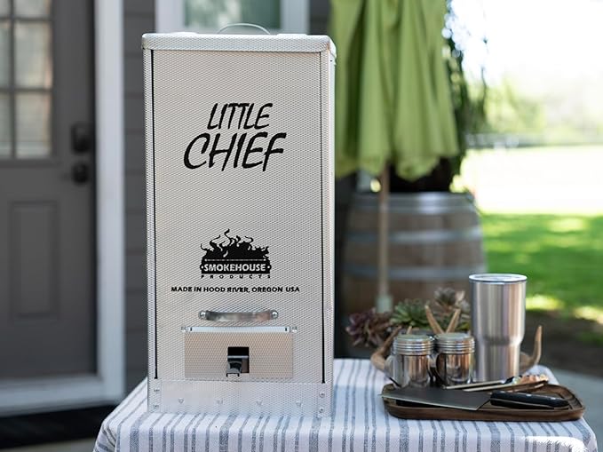 Smokehouse Little Chief Front Load Smoker, Low to Mid Temperature Smoker for Fish, Jerky, Cheese, Sausage & Other meats, Smoke Up to 25 Pounds of Meat & Fish