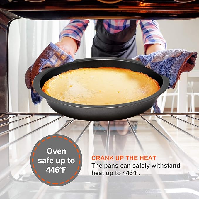 Perlli Baking Set 6 Nonstick Carbon Steel Oven Safe Gray PTFE PFOA Free Bakeware - Cookie Sheet, 2 Rounds, 12 Cup Muffin Pan, Roaster & Loaf Pan