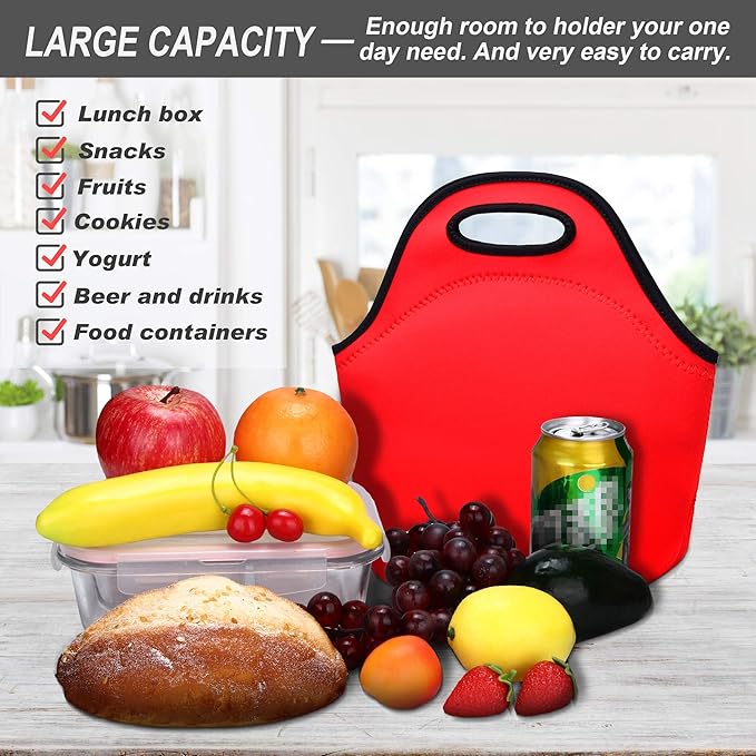 Neoprene Lunch Bag for Women Insulated Lunch Tote Bags Washable Lunch Container Box for Work Picnic Lightweight Meal Prep Bags for Men